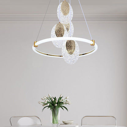 Contemporary Luxury Aluminum Acrylic Ring LED Pendant Light For Living Room