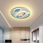 Contemporary Creative Cartoon Space Rocket Iron Acrylic LED Flush Mount Ceiling Light For Bedroom