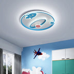Contemporary Creative Cartoon Space Rocket Iron Acrylic LED Flush Mount Ceiling Light For Bedroom