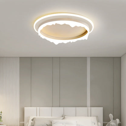 Modern Eclectic Round Iron Acrylic LED Flush Mount Ceiling Light For Bedroom