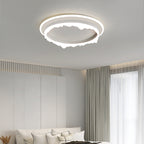 Modern Eclectic Round Iron Acrylic LED Flush Mount Ceiling Light For Bedroom