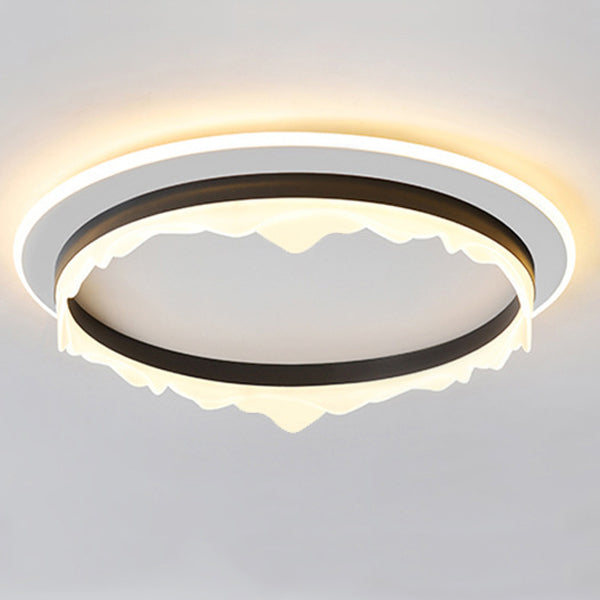 Modern Eclectic Round Iron Acrylic LED Flush Mount Ceiling Light For Bedroom