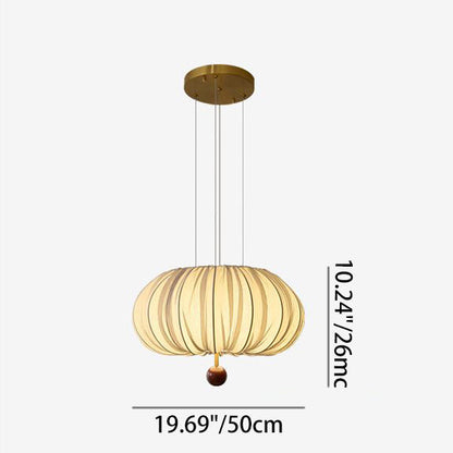 Modern Shabby Chic Fabric Lantern Shade Solid Wood 1-Light Pendant Light For Living Room