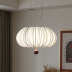 Modern Shabby Chic Fabric Lantern Shade Solid Wood 1-Light Pendant Light For Living Room