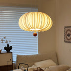 Modern Shabby Chic Fabric Lantern Shade Solid Wood 1-Light Pendant Light For Living Room