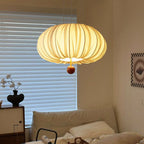 Modern Shabby Chic Fabric Lantern Shade Solid Wood 1-Light Pendant Light For Living Room