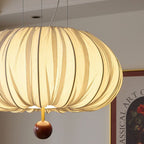 Modern Shabby Chic Fabric Lantern Shade Solid Wood 1-Light Pendant Light For Living Room