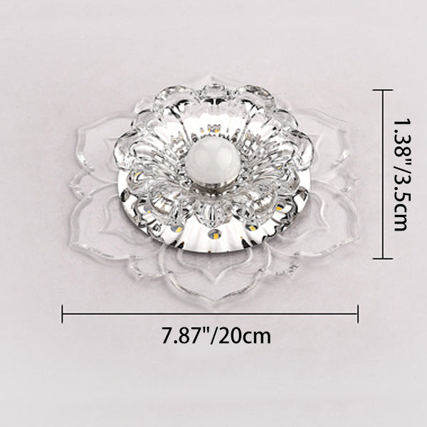 Contemporary Luxury Floral Dazzling Crystal Acrylic LED Flush Mount Ceiling Light for Hallway