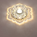 Contemporary Luxury Floral Dazzling Crystal Acrylic LED Flush Mount Ceiling Light for Hallway