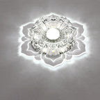 Contemporary Luxury Floral Dazzling Crystal Acrylic LED Flush Mount Ceiling Light for Hallway