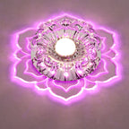 Contemporary Luxury Floral Dazzling Crystal Acrylic LED Flush Mount Ceiling Light for Hallway