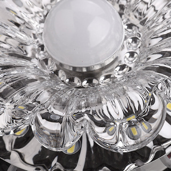 Contemporary Luxury Floral Dazzling Crystal Acrylic LED Flush Mount Ceiling Light for Hallway
