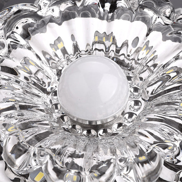 Contemporary Luxury Floral Dazzling Crystal Acrylic LED Flush Mount Ceiling Light for Hallway
