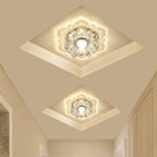 Contemporary Luxury Floral Dazzling Crystal Acrylic LED Flush Mount Ceiling Light for Hallway
