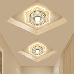 Contemporary Luxury Floral Dazzling Crystal Acrylic LED Flush Mount Ceiling Light for Hallway