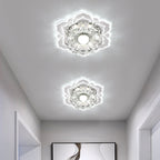 Contemporary Luxury Floral Dazzling Crystal Acrylic LED Flush Mount Ceiling Light for Hallway