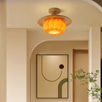 Contemporary Creative Resin Pumpkin Pe Shade 1-light Semi-flush Mount Ceiling Light for Living Room