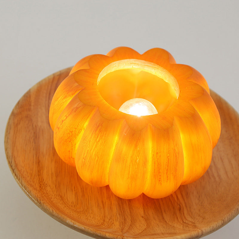 Contemporary Creative Resin Pumpkin Pe Shade 1-light Semi-flush Mount Ceiling Light for Living Room