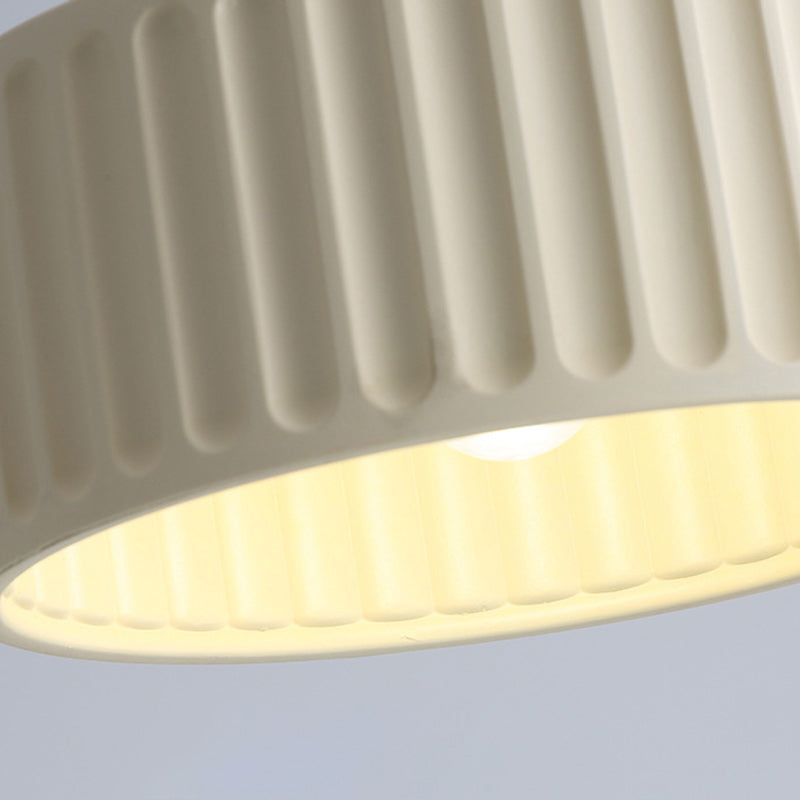 Contemporary Scandinavian Fluted Resin Cylinder Shade Iron 1-light Semi-flush Mount Ceiling Light for Living Room