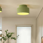 Contemporary Scandinavian Fluted Resin Cylinder Shade Iron 1-light Semi-flush Mount Ceiling Light for Living Room
