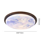 Contemporary Nordic Wood Acrylic Round Moon Shade LED Flush Mount Ceiling Light For Hallway