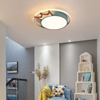 Contemporary Nordic Crown Iron Acrylic Round LED Flush Mount Ceiling Light For Living Room