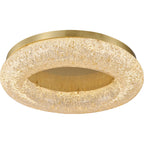 Contemporary Luxury Gold Leaf Resin Finish Copper Ring LED Flush Mount Ceiling Light For Living Room