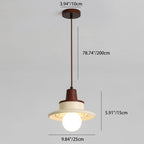 Modern Transitional Solid Wood Semicircle Carving Resin Shade 1-Light Pendant Light For Living Room