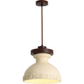 Modern Transitional Solid Wood Semicircle Carving Resin Shade 1-Light Pendant Light For Living Room
