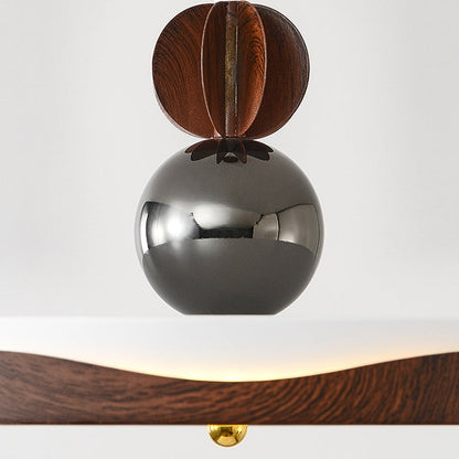 Traditional French Iron Faux Woodgrain Acrylic Crown Shade LED Semi-flush Mount Ceiling Light for Living Room