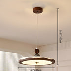 Traditional French Iron Faux Woodgrain Acrylic Crown Shade LED Pendant Light For Living Room