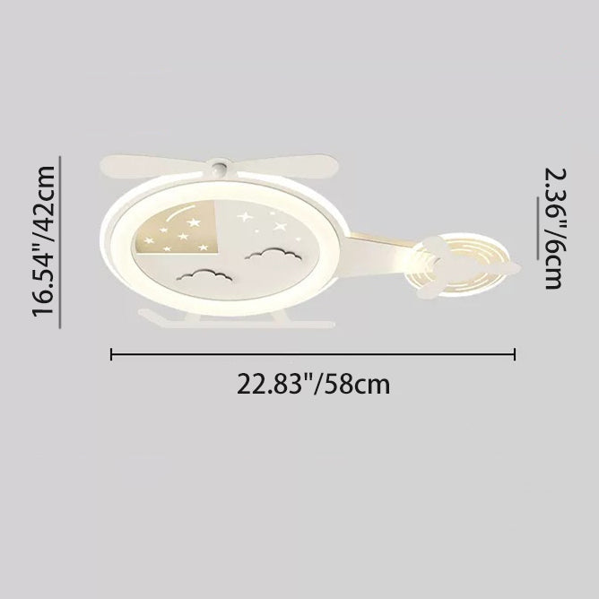 Lumendat Contemporary Creative Cartoon Helicopter Iron Acrylic LED Flush Mount Ceiling Light Kid's Lighting For Living Room Lumendat