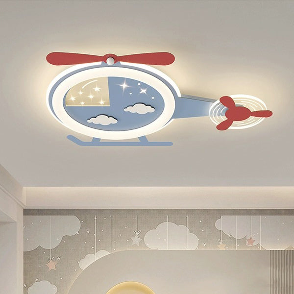 Lumendat Contemporary Creative Cartoon Helicopter Iron Acrylic LED Flush Mount Ceiling Light Kid's Lighting For Living Room Lumendat