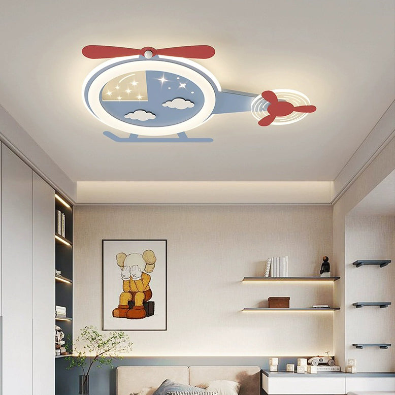 Lumendat Contemporary Creative Cartoon Helicopter Iron Acrylic LED Flush Mount Ceiling Light Kid's Lighting For Living Room Lumendat