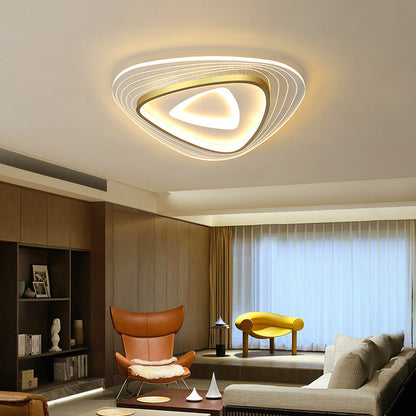 Contemporary Luxury Mango Triangle Acrylic LED Flush Mount Ceiling Light For Living Room