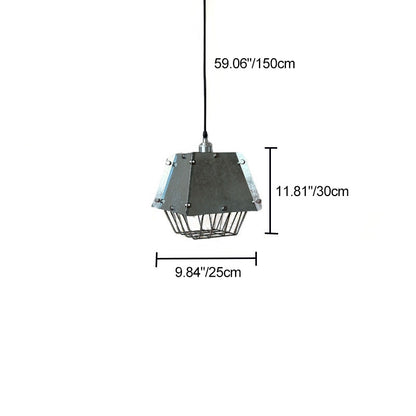Contemporary Industrial Stainless Steel Geometric Column 1-Light Pendant Light For Living Room