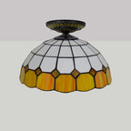 Traditional Tiffany Stained Glass Dome Shade 1-light Semi-flush Mount Ceiling Light for Living Room