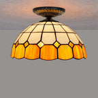 Traditional Tiffany Stained Glass Dome Shade 1-light Semi-flush Mount Ceiling Light for Living Room