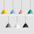 Contemporary Scandinavian Macaron Conical Iron Shade 1-Light Pendant Light For Living Room