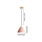 Contemporary Scandinavian Macaron Conical Iron Shade 1-Light Pendant Light For Living Room
