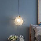 Traditional French Pearl Decorative Frosted Glass Shell Shade Hardware 1-Light Pendant Light For Living Room