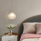 Traditional French Pearl Decorative Frosted Glass Shell Shade Hardware 1-Light Pendant Light For Living Room