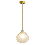 Traditional French Pearl Decorative Frosted Glass Shell Shade Hardware 1-Light Pendant Light For Living Room