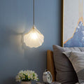 Traditional French Pearl Decorative Frosted Glass Shell Shade Hardware 1-Light Pendant Light For Living Room