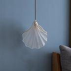 Traditional French Pearl Decorative Frosted Glass Shell Shade Hardware 1-Light Pendant Light For Living Room