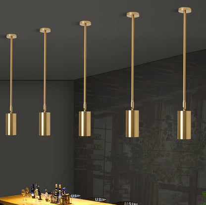 Modern Minimalist Iron Cylinder Shade Long Rod LED Pendant Light Spotlight For Living Room
