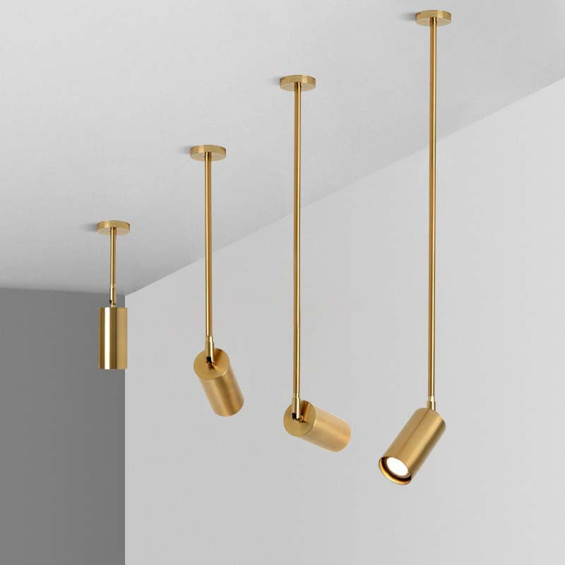 Modern Minimalist Iron Cylinder Shade Long Rod LED Pendant Light Spotlight For Living Room