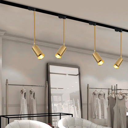 Modern Minimalist Iron Cylinder Shade Long Rod LED Pendant Light Spotlight For Living Room