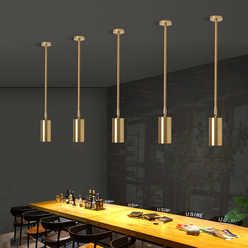 Modern Minimalist Iron Cylinder Shade Long Rod LED Pendant Light Spotlight For Living Room