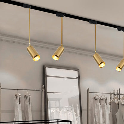Modern Minimalist Iron Cylinder Shade Long Rod LED Pendant Light Spotlight For Living Room